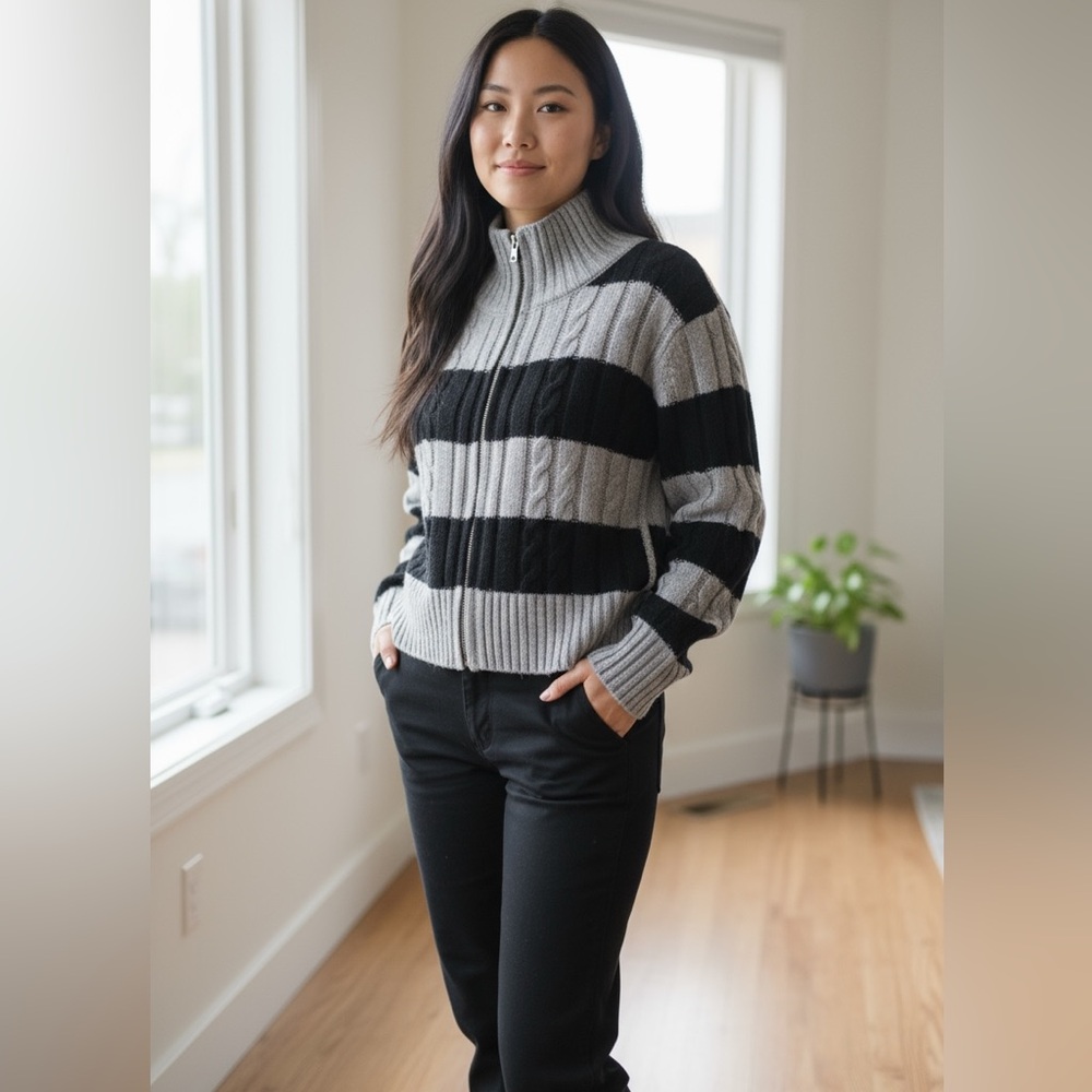 NYC Knits Zip Front Mock Neck Sweater XL NWT | Super Soft Layers + Urban Chill